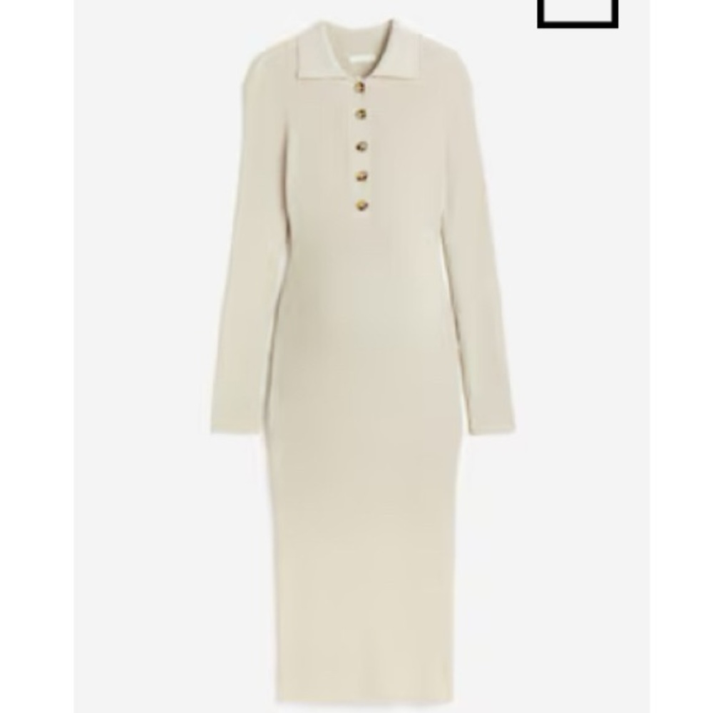H&M Rib Knit Dress Light Beige